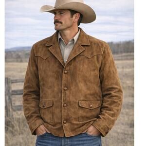 Trego Westwear Brown Suede Cowboy Jacket Western Yoke Vintage Size 46L